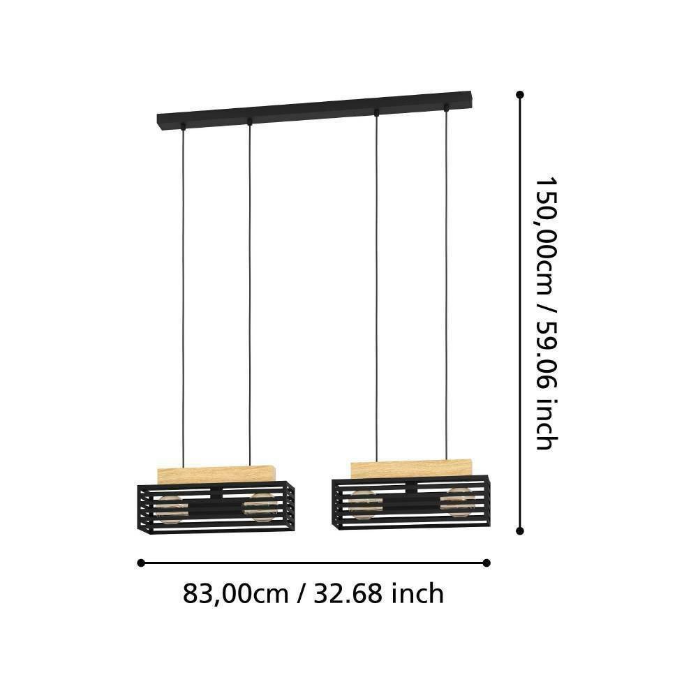 Eglo 390164 "CIDRAZ" 150 Cm Yüksekliğinde Çelik, Ahşap Siyah, Kahverengi Sarkıt Avize