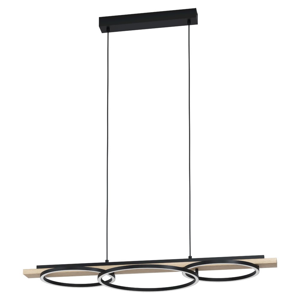 Eglo 99625 İç Mekan " Boyal " Siyah, Kahverengi Renk Çelik, Ahşap Sarkıt Aydınlatması Ip20 Led;Led Max: 2X12,5W;1X15,5W En: 101 Cm