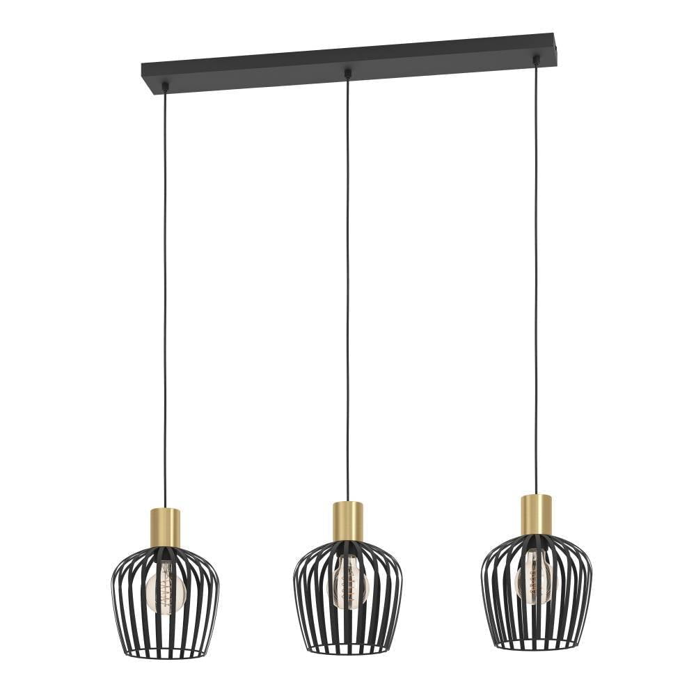 Eglo 901037 "EMPOLI" 110 Cm Yüksekliğinde Çelik Siyah, Fırçalanmış Pirinç Sarkıt Avize