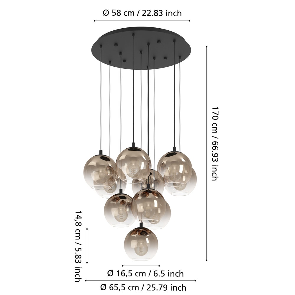 Eglo 901926 "ARISCANI 1" 110 Cm Yüksekliğinde Çelik Sarkıt Avize