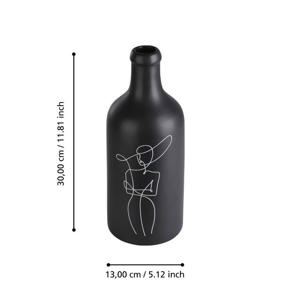 Eglo 421119 "KITAKATA" 30 Cm Yüksekliğinde Siyah, Beyaz Seramik Vazo