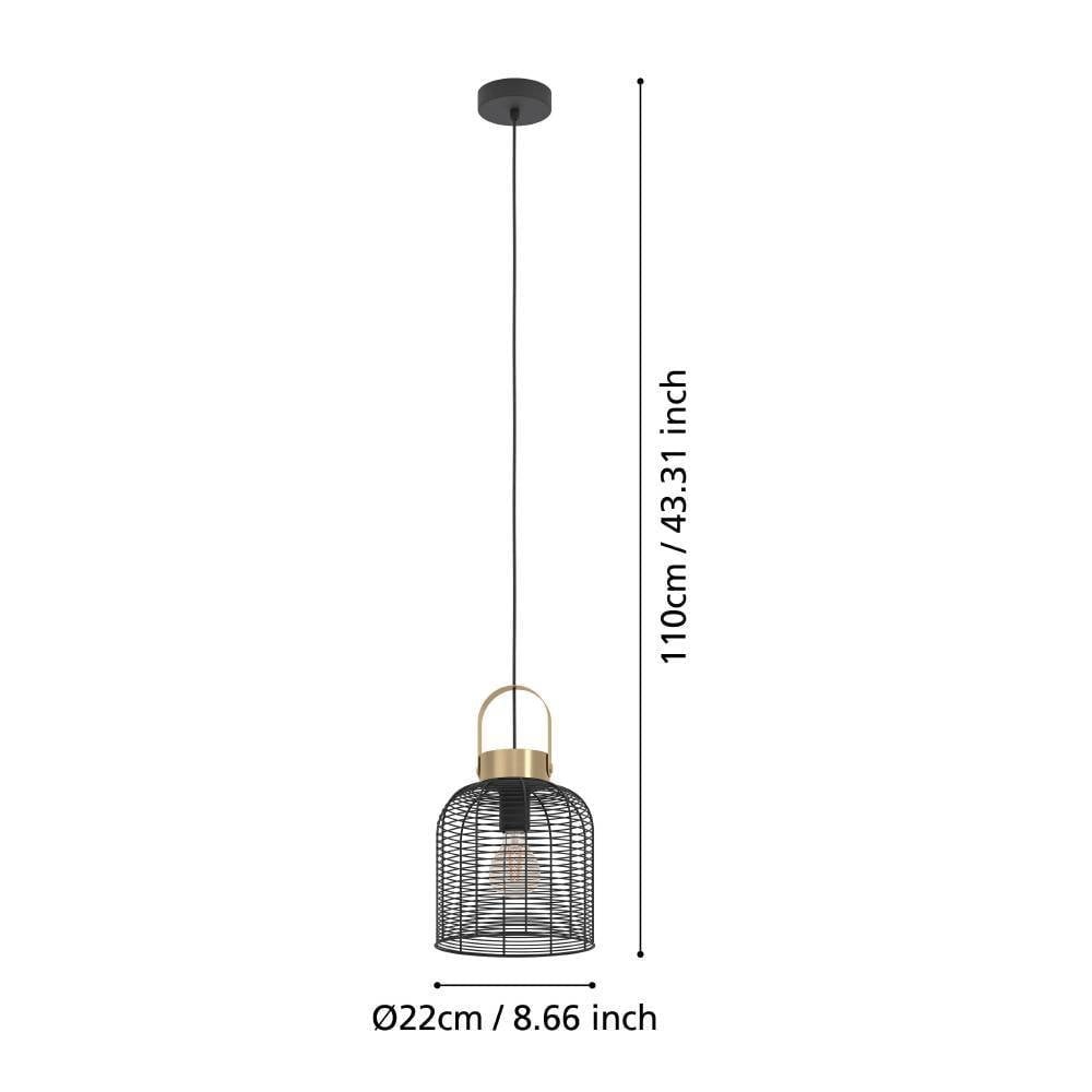 Eglo 43963 "ROUNDHAM" 22 Cm Çapında Çelik Siyah, Fırçalanmış Pirinç Sarkıt Avize