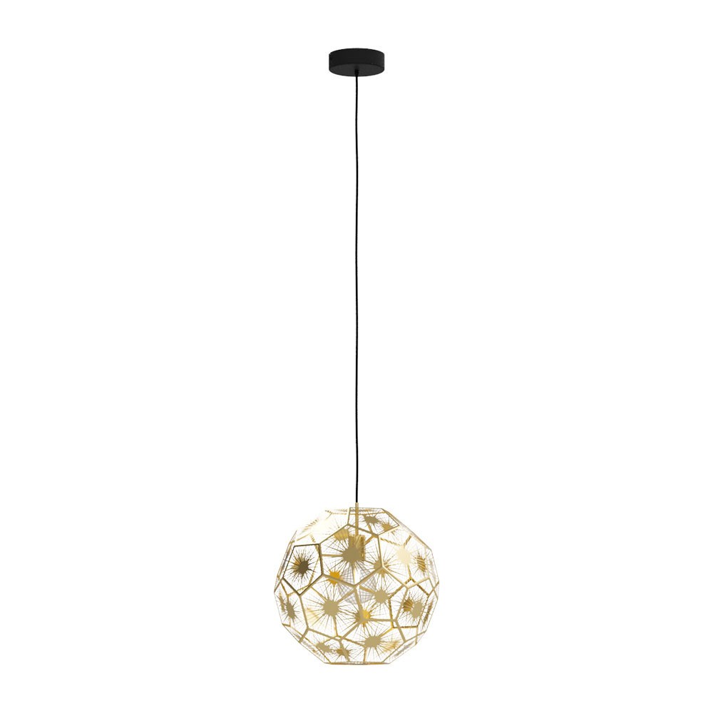 Eglo 39754 "SKOURA" 30 Cm Çapında Çelik Siyah, Pirinç Sarkıt Avize