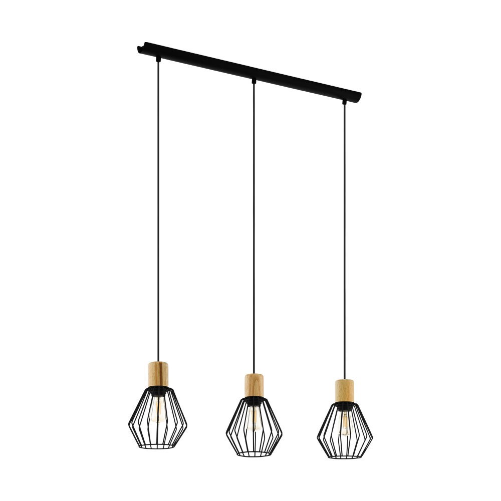 Eglo 43378 "PALMORLA" 110 Cm Yüksekliğinde Çelik, Ahşap Siyah, Kahverengi Sarkıt Avize