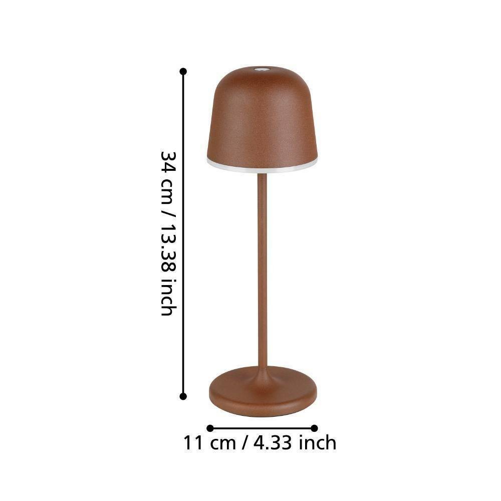 Eglo 900459 "MANNERA" 34 Cm Yüksekliğinde Dokunmatik Alüminyum, Usb Girişli Çelik Dış Mekan Bahçe Aydınlatması Masa Lambası Ip54