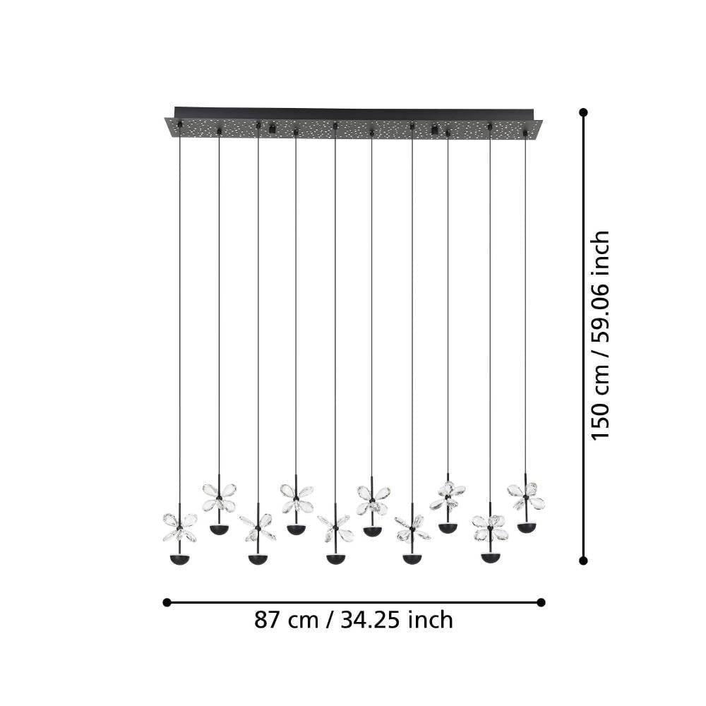 Eglo 390278 "PIANOPOLI 2" 150 Cm Yüksekliğinde Çelik Siyah Sarkıt Avize