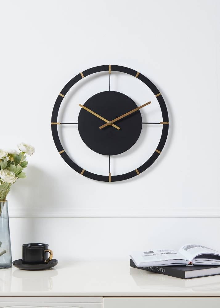 Eglo 425515 "OKAZAKI" 40 Cm Çapında Siyah, Pirinç Çelik Dekoratif Duvar Saati