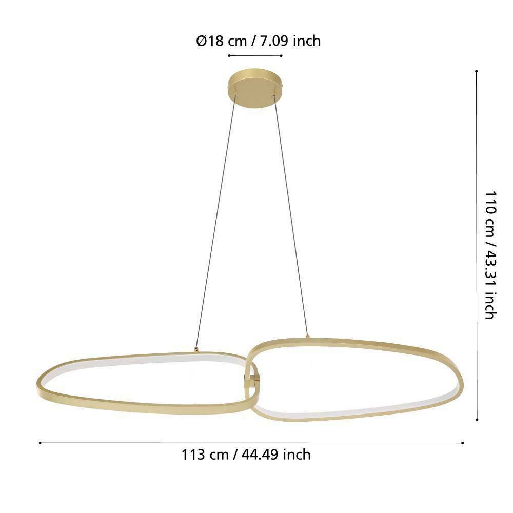 Eglo 390205 "LODOSA" 110 Cm Yüksekliğinde Alüminyum, Çelik Pirinç Sarkıt Avize