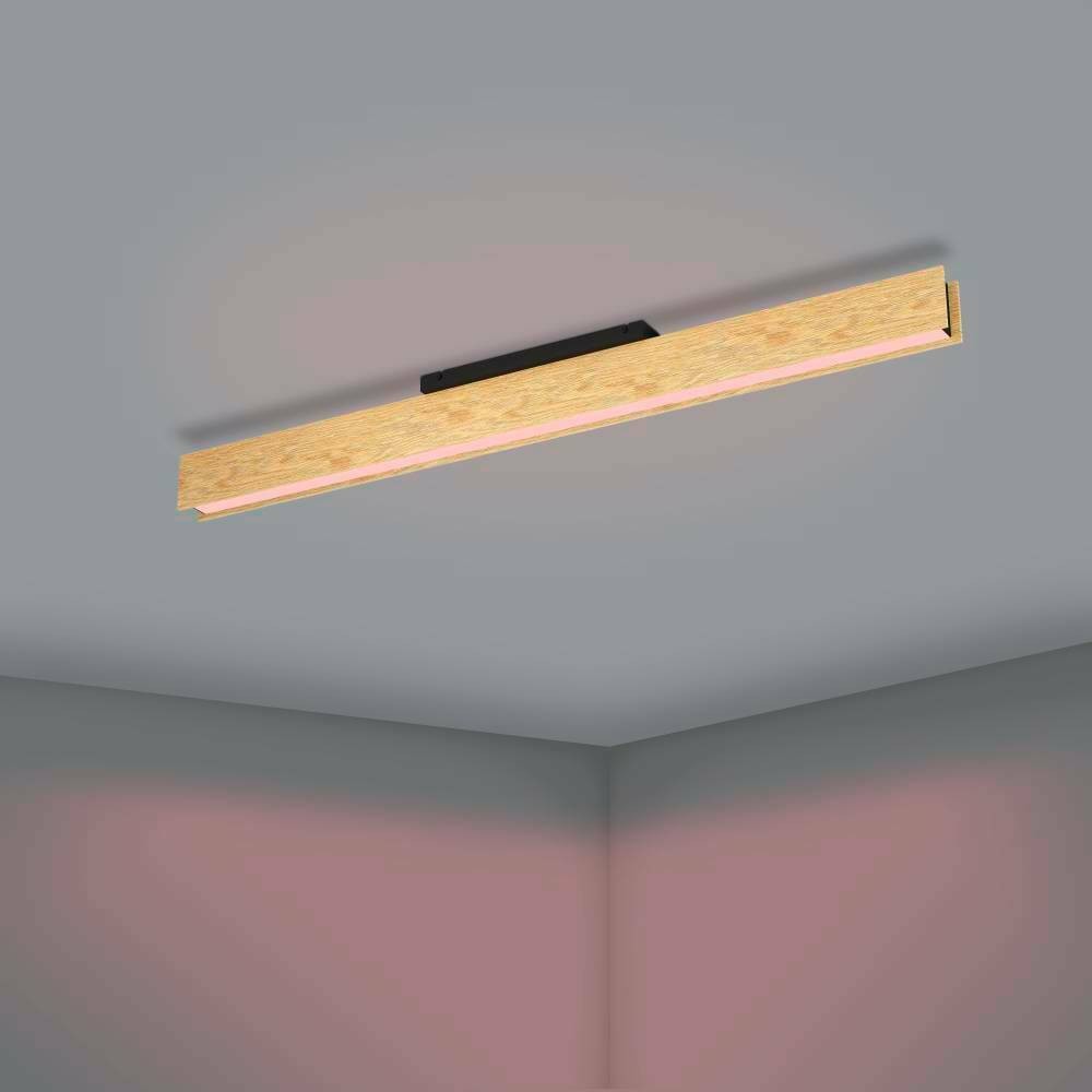 Eglo 900387 "ANCHORENA-Z" 123 Cm Uzunluğunda Ahşap, Çelik Kahverengi, Siyah Tavan Armatürü RGB