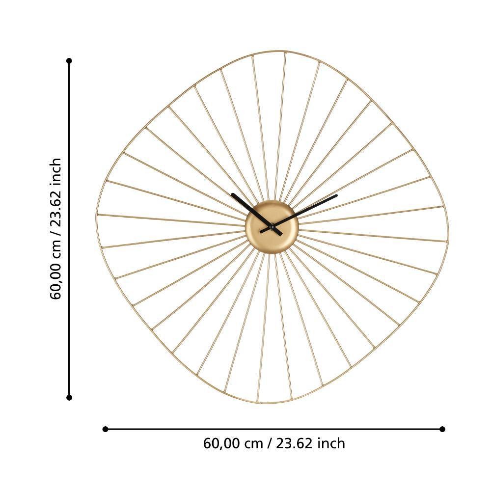 Eglo 425517 "MATSUMOTO" 60 Cm Genişliğinde Pirinç, Siyah Çelik Dekoratif Duvar Saati
