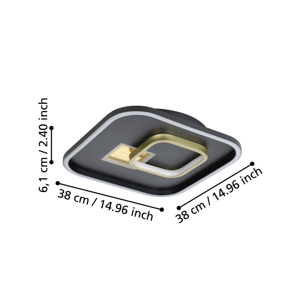 Eglo 901245 "TIRIOLO" 38 Cm Uzunluğunda Çelik, Plastik Siyah, Gold Duvar Tavan Armatürü