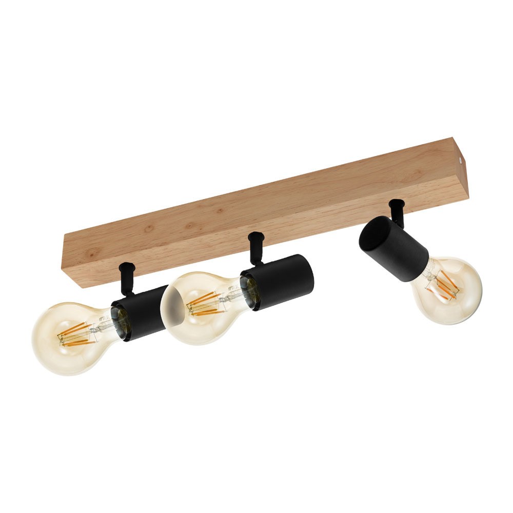 Eglo 98113 "TOWNSHEND 3" 3X60W Ahşap, Çelik Kahverengi, Siyah Sıva Üstü Spot
