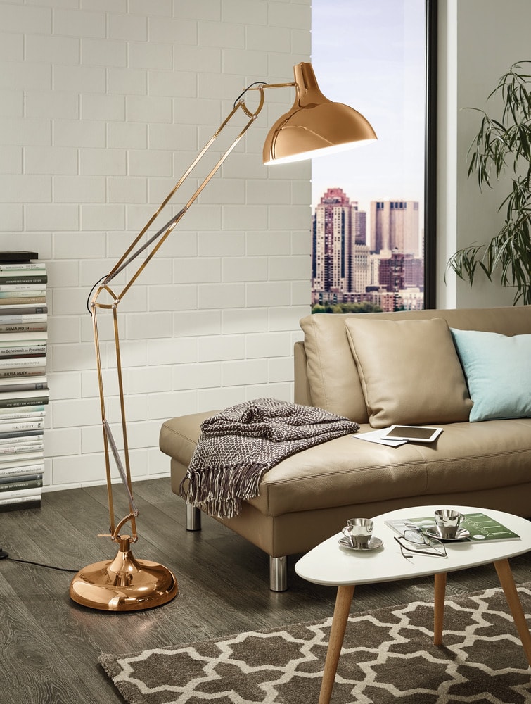 Eglo 94705 "BORGILLIO" 190 Cm Yüksekliğinde Bakır Rengi Çelik Köşe Lambası Lambader