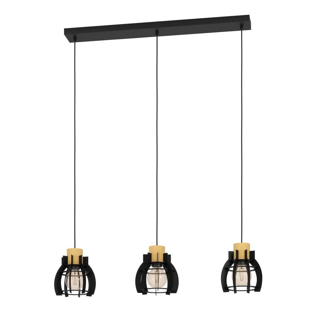 Eglo 43925 "STILLINGTON 1" 110 Cm Yüksekliğinde Çelik, Ahşap Siyah, Kahverengi Sarkıt Avize