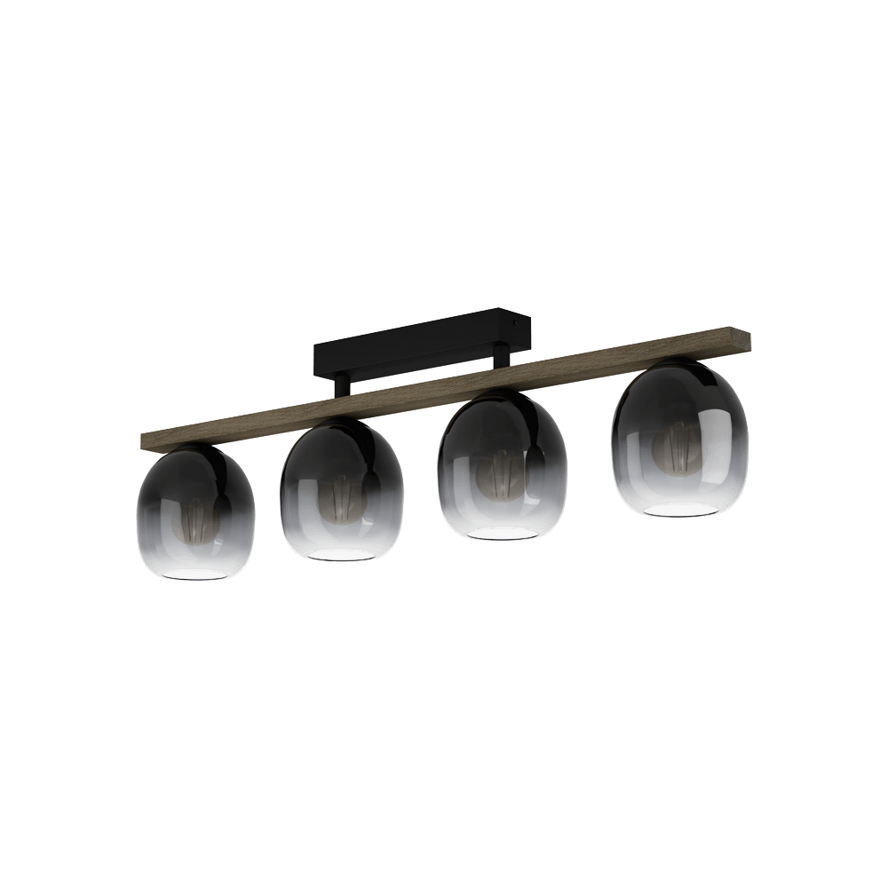 Eglo 900185 İç Mekan " Fılago " Siyah, Kahverengi Renk Çelik, Ahşap Tavan Lambası Ip20 E27 Max: 4X40W En: 88 Cm