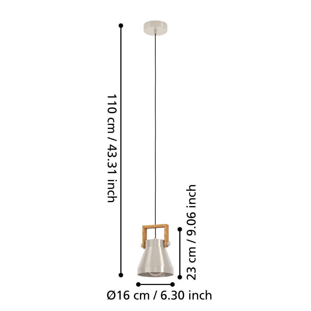 Eglo 43951 "CAWTON" 110 Cm Yüksekliğinde Çelik, Ahşap Çelik Renkli, Kahverengi Rustik Sarkıt Avize