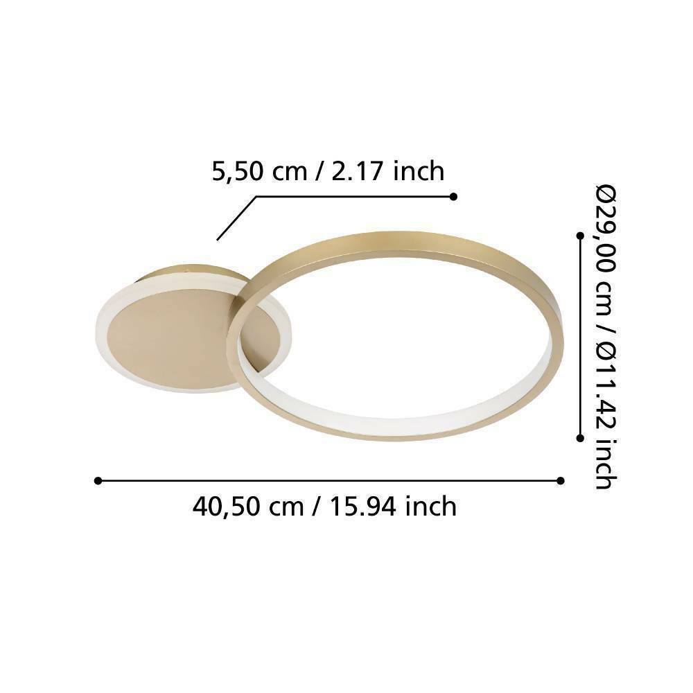 Eglo 900423 "GAFARES" 40,5 Cm Uzunluğunda Alüminyum, Çelik Gold, Beyaz Tavan Armatürü