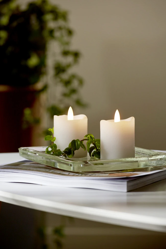 Eglo 411506 "FLAMME" 7,5 Cm Yüksekliğindeled Balmumu Plastik Beyaz 2'Li Set