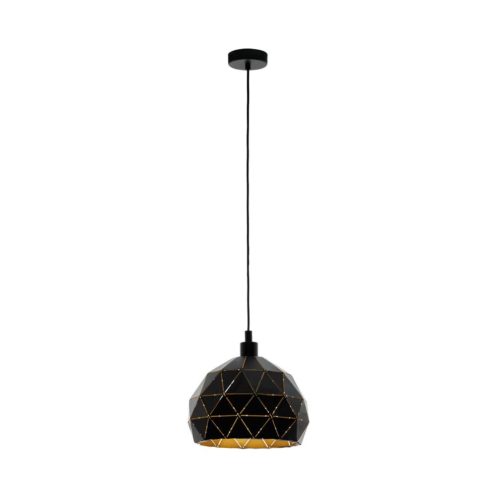 Eglo 97841 "ROCCAFORTE" 40 Cm Çapında Çelik Siyah, Gold Sarkıt Avize