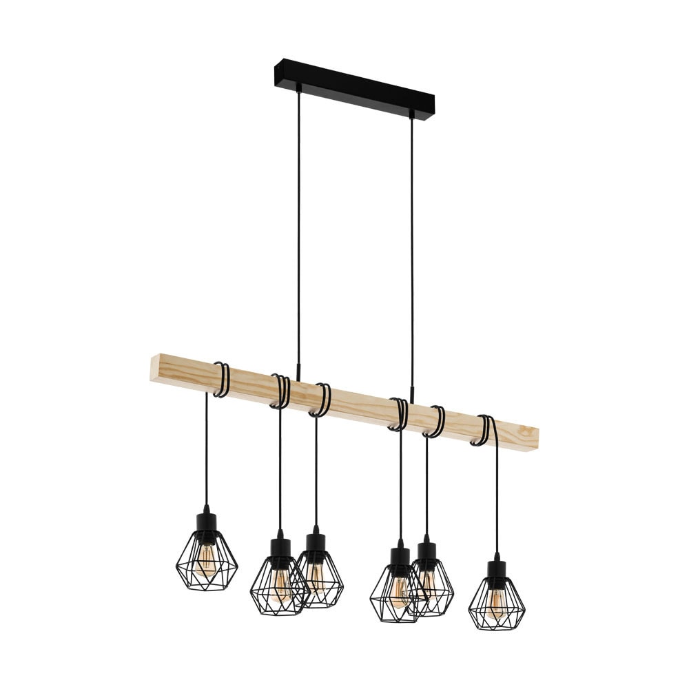 Eglo 43133 "TOWNSHEND 5" 110 Cm Yüksekliğinde Çelik, Ahşap Siyah, Kahverengi Sarkıt Avize