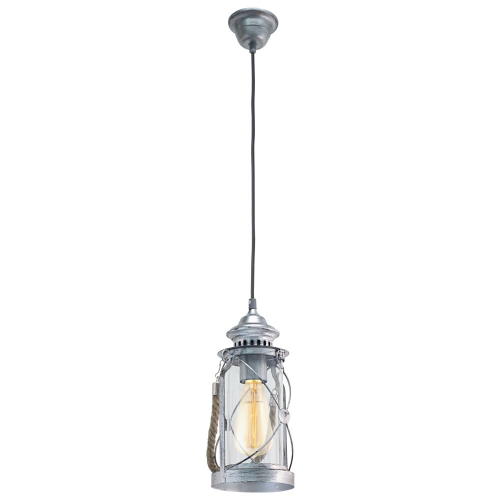 Eglo 49214 "BRADFORD" 110 Cm Yüksekliğinde Çelik Antik Gümüş Sarkıt Avize