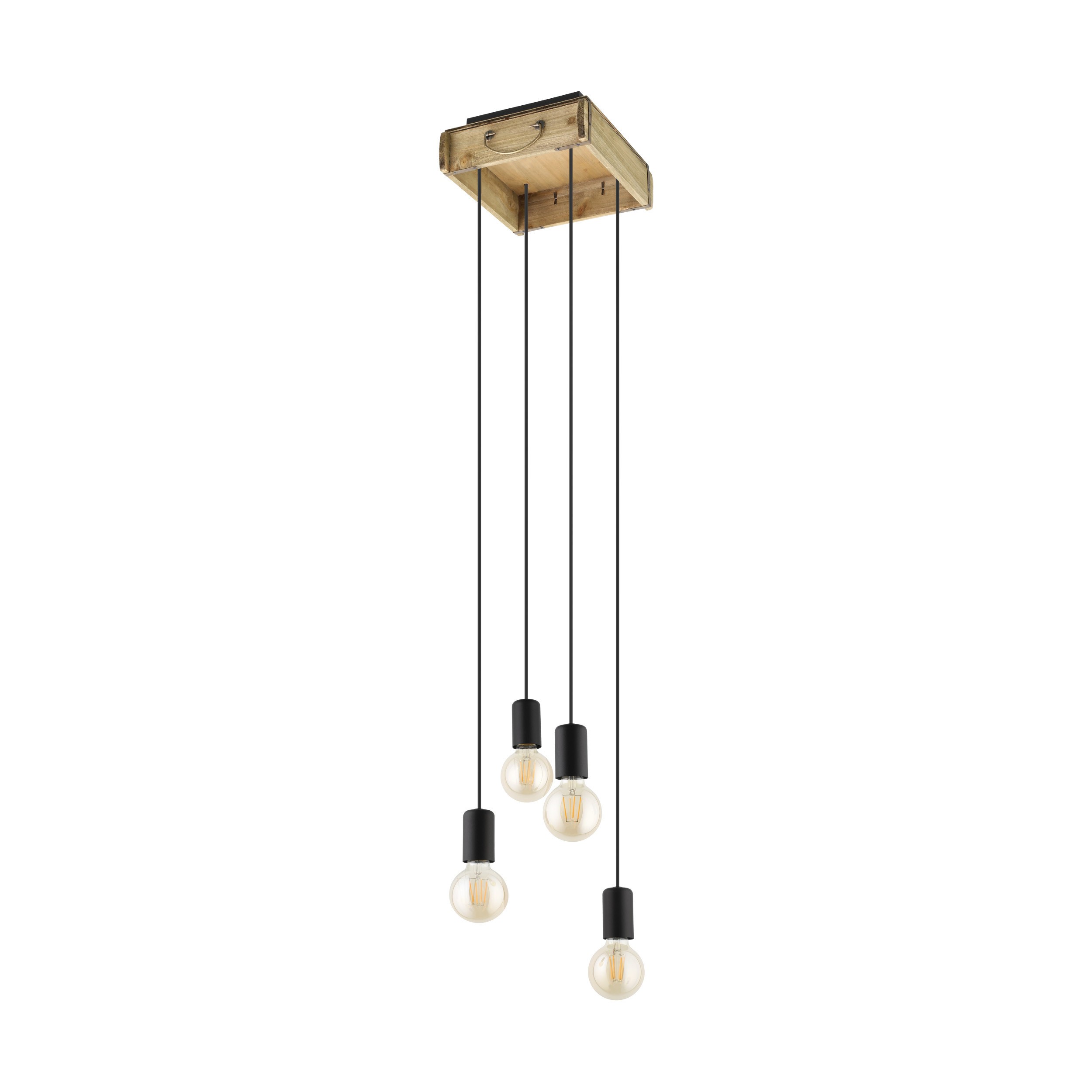 Eglo 43591 "WOOTTON" 110 Cm Yüksekliğinde Ahşap, Çelik Kahverengi, Siyah Sarkıt Avize