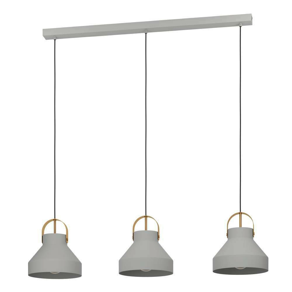 Eglo 390227 "ESTEPONA" 150 Cm Yüksekliğinde Çelik Gri, Fırçalanmış Pirinç Sarkıt Avize