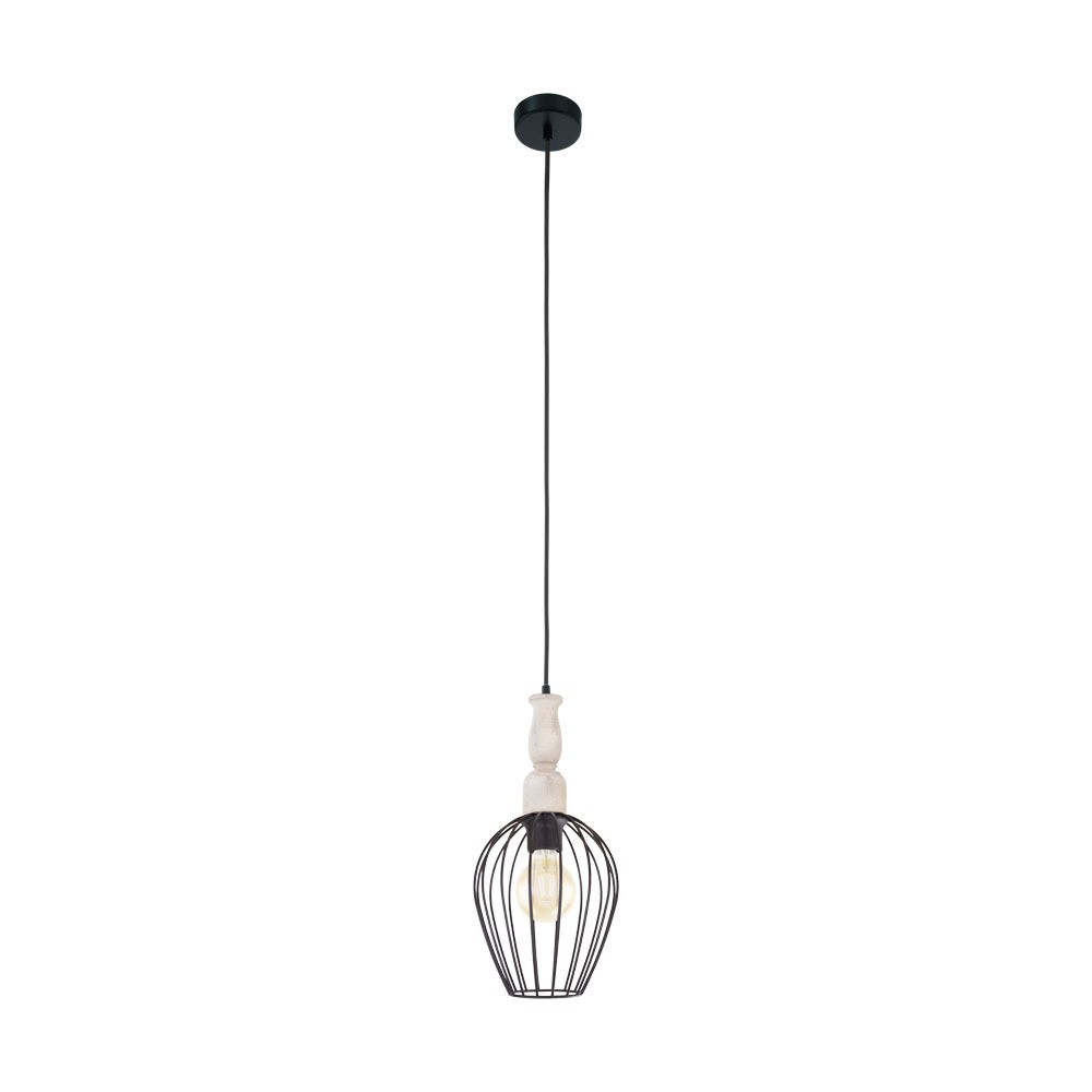 Eglo 49782 "NORHAM" 18 Cm Çapında Çelik, Ahşap Siyah, Kahverengi Sarkıt Avize