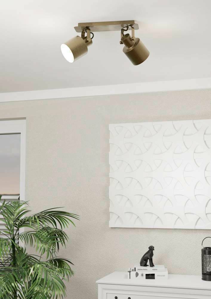 Eglo 43818 "SOUTHERY" 2X40W Çelik Krem-Gold Fırçalanmış, Beyaz Sıva Üstü Spot