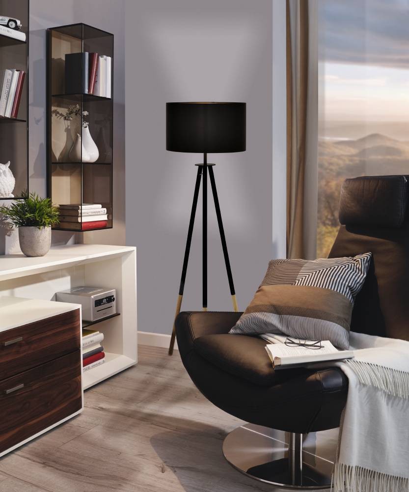 Eglo 44098 "BIDFORD" 154 Cm Yüksekliğinde Ahşap, Çelik Köşe Lambası Lambader