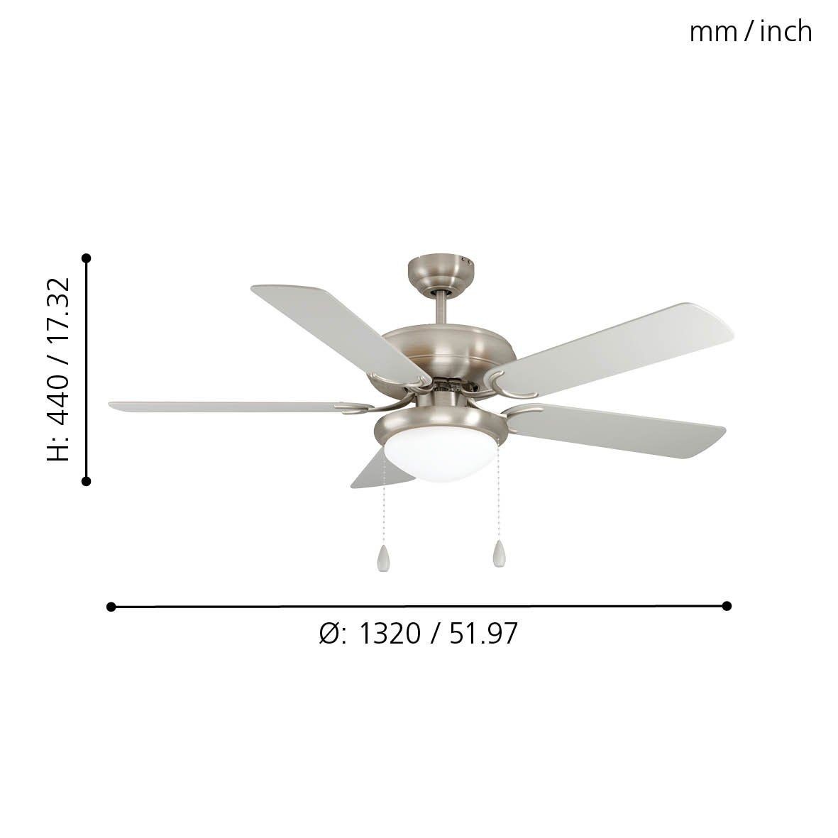 Eglo 35078 "BALLINA" 132 Cm Çapında Çelik Tavan Vantilatörü Çekme İpli Ac Motor