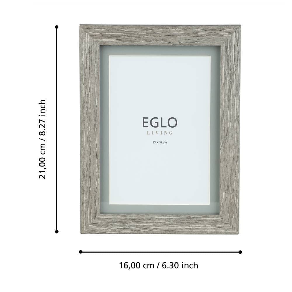 Eglo 423095 "TEMERLOH" 21 Cm Yüksekliğinde 16 Cm Uzunluğunda Plastik, Cam Gri Resim Çerçevesi