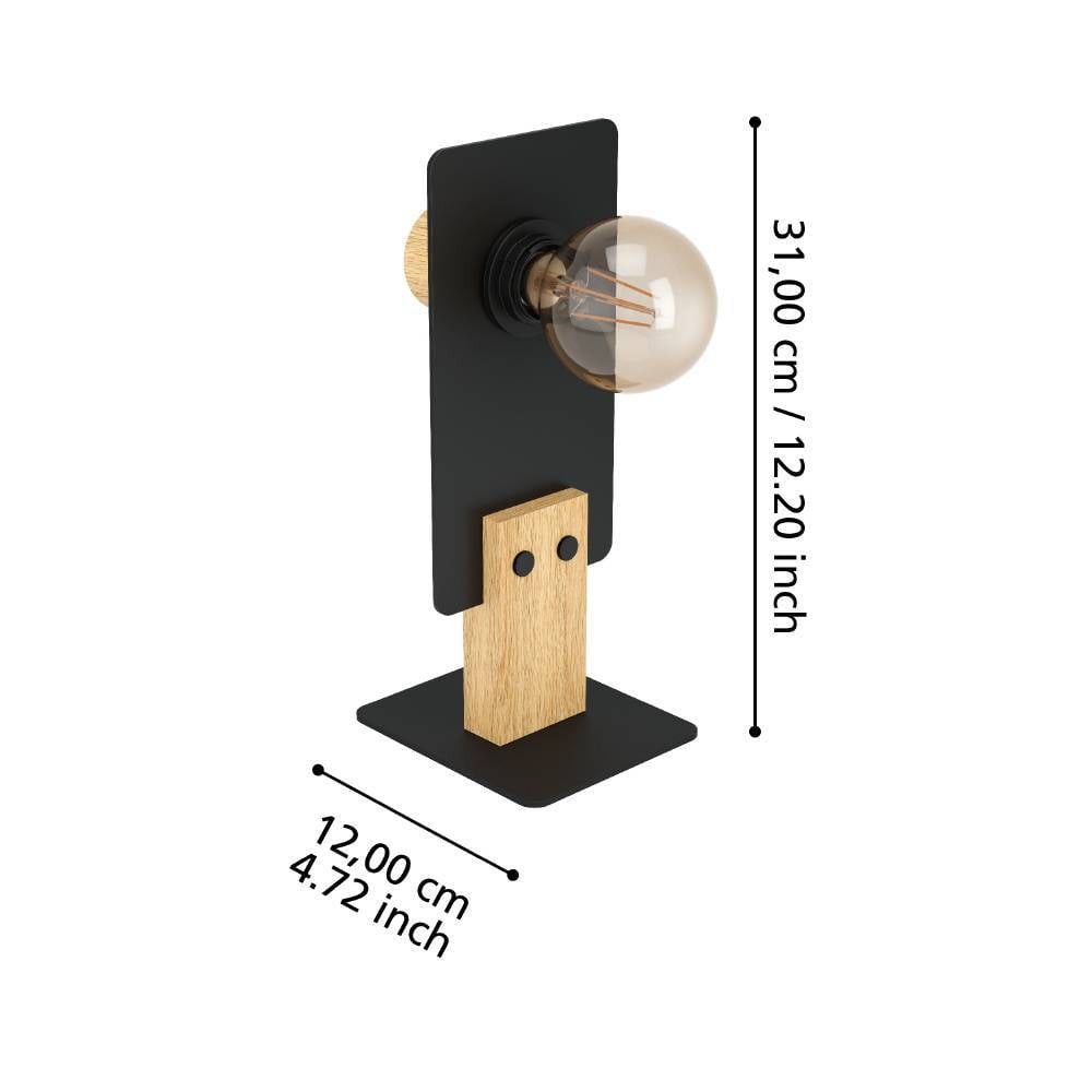 Eglo 43754 "BRAMERTON" 31 Cm Yüksekliğinde Çelik, Ahşap Masa Lambası