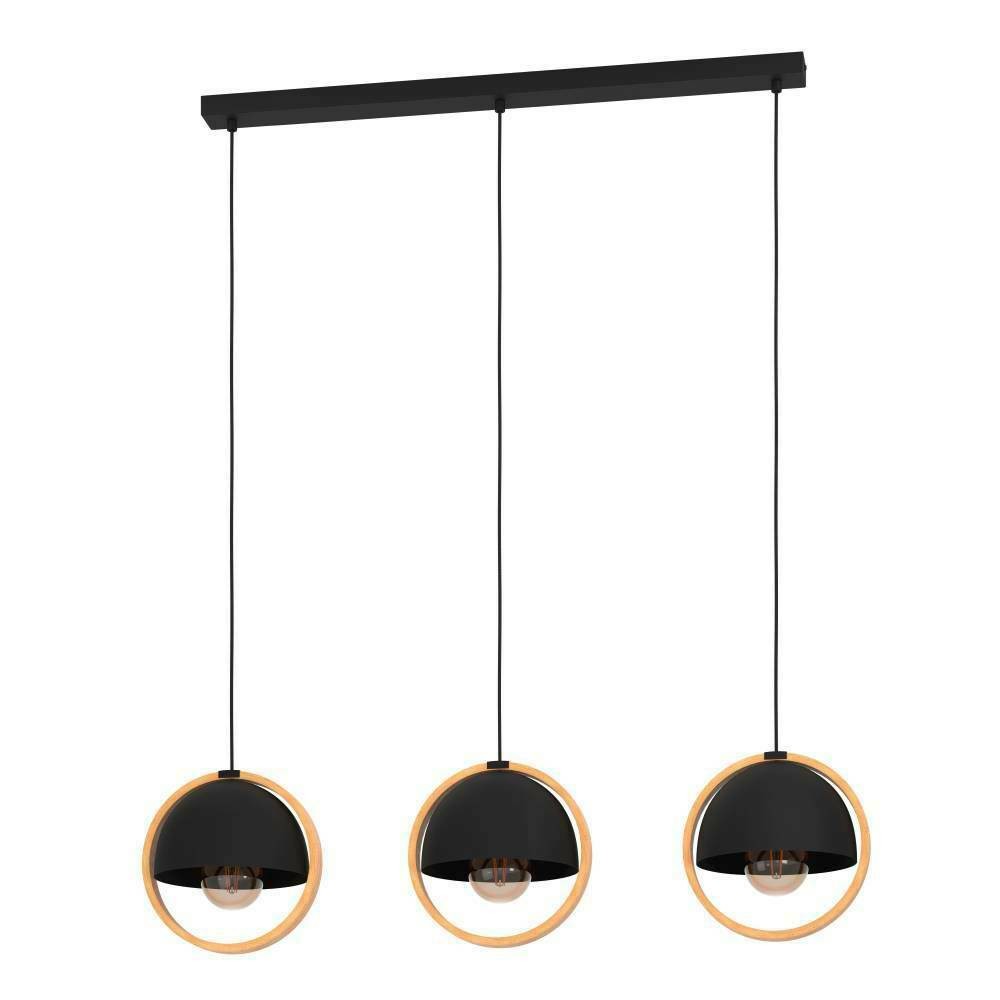 Eglo 43756 "CALLOW" 110 Cm Yüksekliğinde Çelik, Ahşap Siyah, Kahverengi Sarkıt Avize