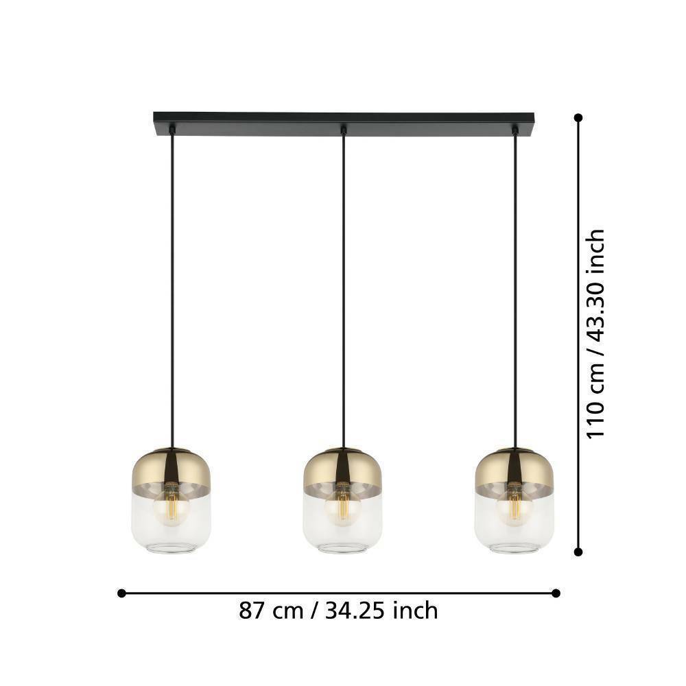 Eglo 900551 "MARYVILLA" 110 Cm Yüksekliğinde Çelik Siyah, Fırçalanmış Sarkıt Avize