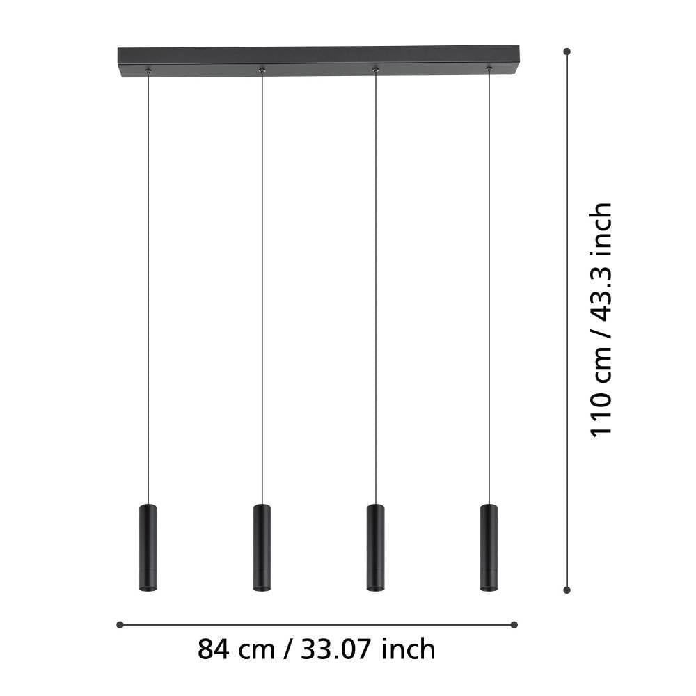 Eglo 900906 "ALMUDAINA" 110 Cm Yüksekliğinde Çelik Siyah Sarkıt Avize