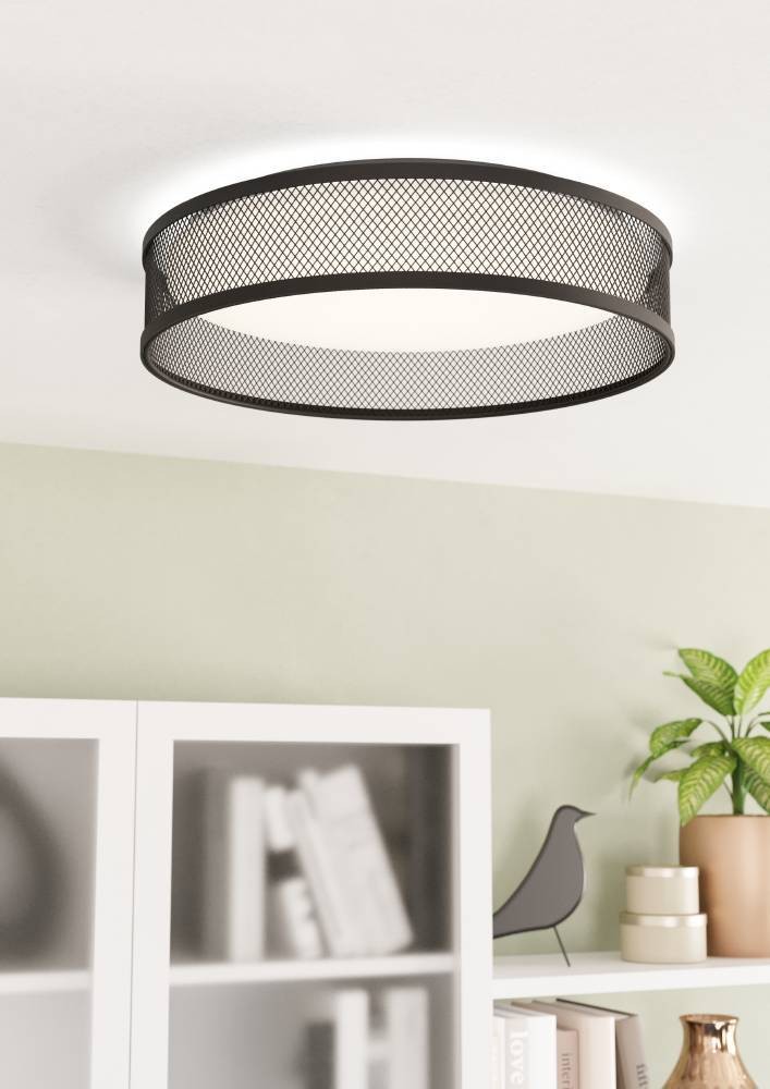 Eglo 900795 "LUPPINERIA" 38,5 Cm Çapında Çelik Siyah Tavan Armatürü