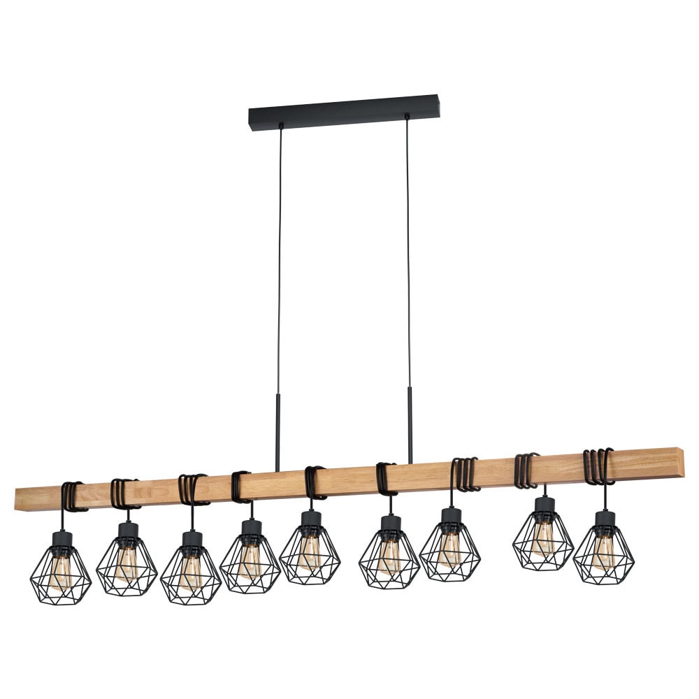 Eglo 43134 "TOWNSHEND 5" 110 Cm Yüksekliğinde Çelik, Ahşap Siyah, Kahverengi Sarkıt Avize