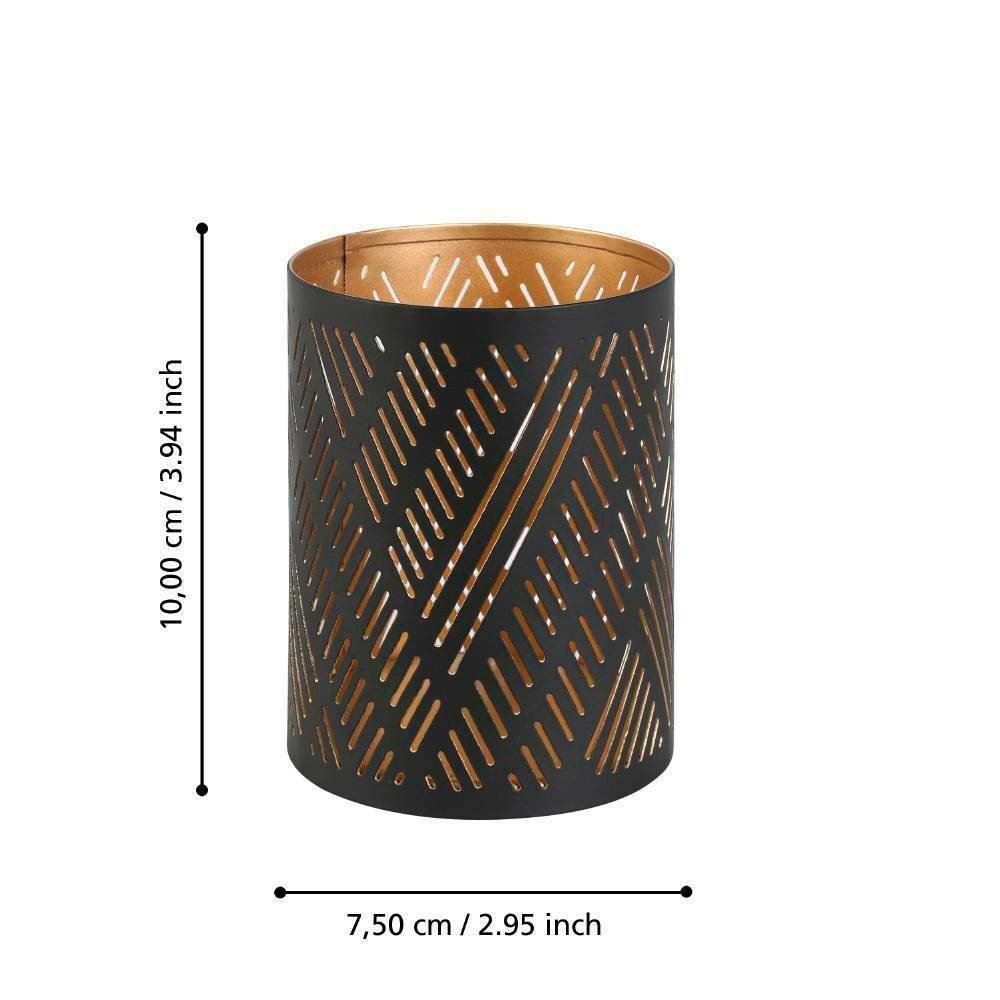 Eglo 422004 "SUBIC" 10 Cm Yüksekliğinde Siyah Gold Metal Dekoratif Mumluk