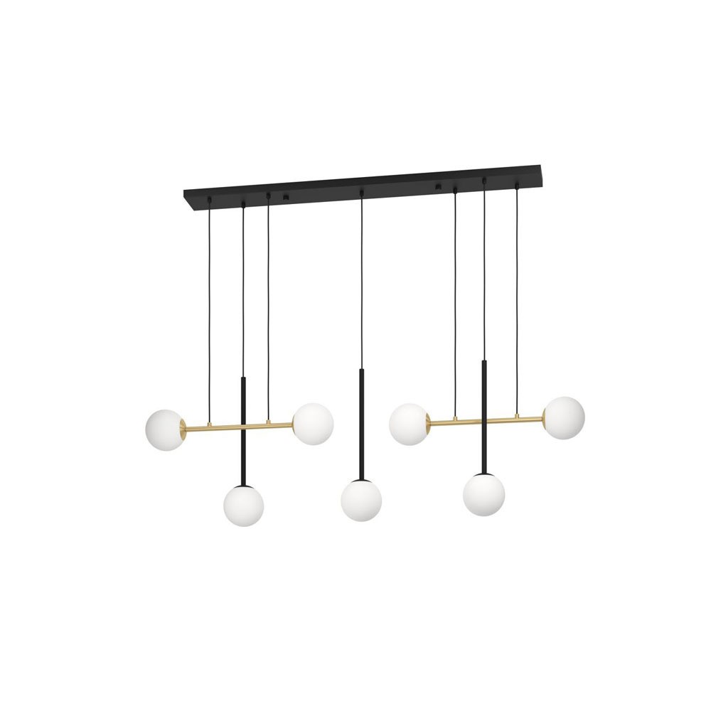 Eglo 390178 İç Mekan " Paz " Siyah, Fırçalanmış Pirinç Renk Dökme Çelik Sarkıt Lamba Ip20 E14 Max: 7X40W En: 144,5 Cm