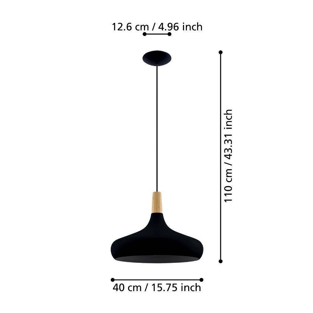 Eglo 900163 "SABINAR" 40 Cm Çapında Çelik, Ahşap Siyah, Kahverengi Sarkıt Avize