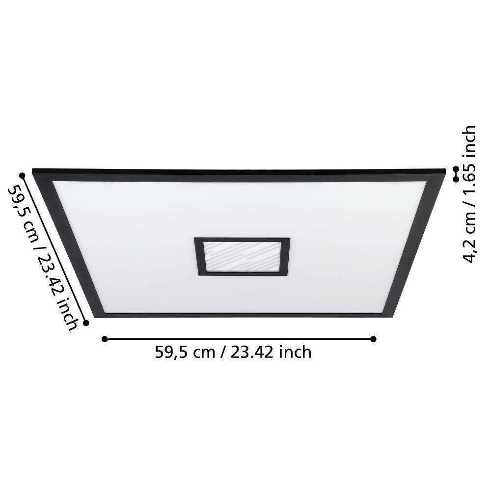 Eglo 900572 "BORDONARA" 59,5 Cm Uzunluğunda 59,5 Cm Genişliğinde Alüminyum, Çelik Siyah, Beyaz Led Panel RGB