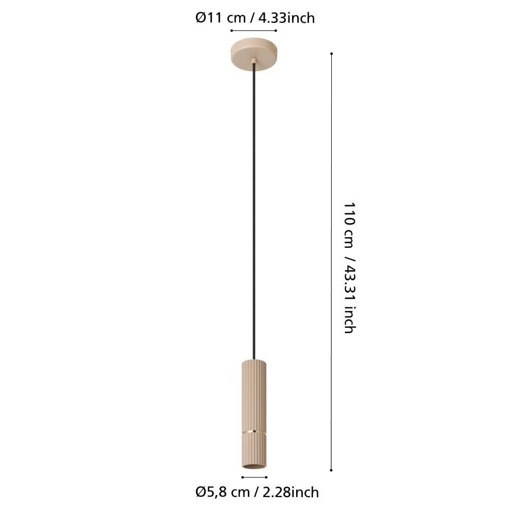 Eglo 901151 "CAMINIA" 110 Cm Yüksekliğinde Çelik Kum Rengi, Fırçalanmış Pirinç Sarkıt Avize