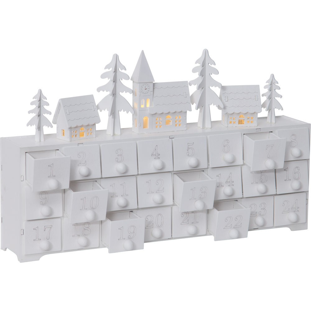 Eglo 270-66 "YULETIDE" Beyaz Çekmeceli Ahşap Takı Kutusu 4 Ledli 22,5Cm Yüksekliğinde 37,5Cm Uzunluğunda