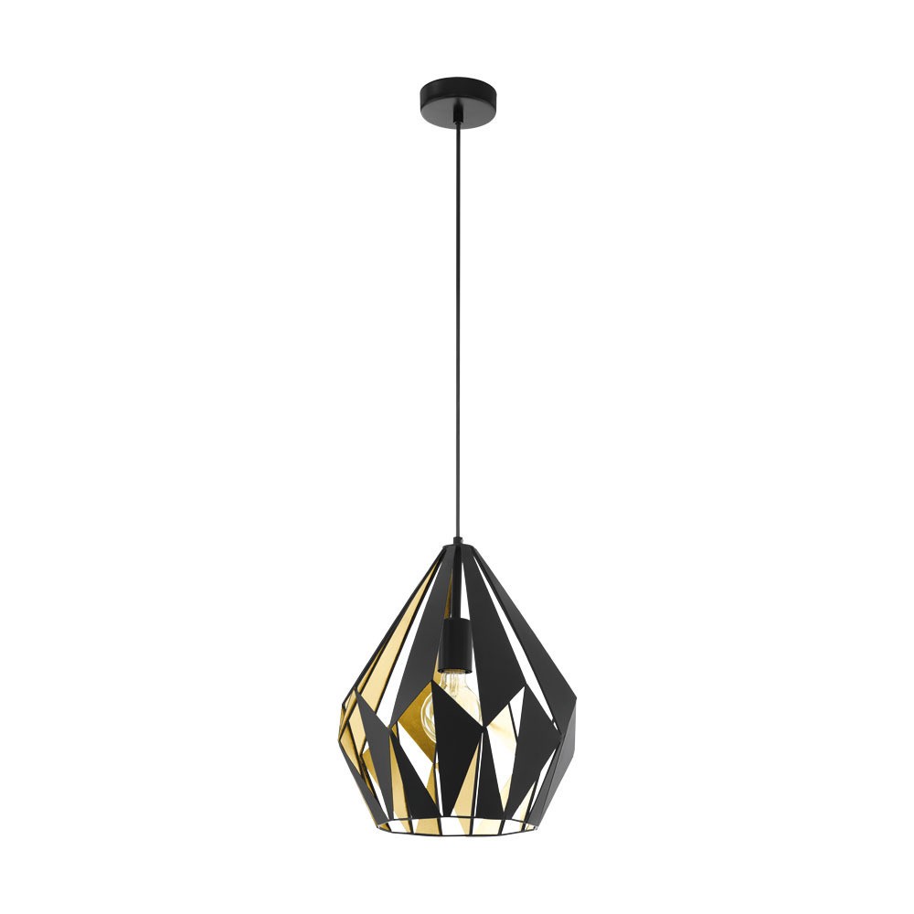 Eglo 49931 "CARLTON 1" 110 Cm Yüksekliğinde Çelik Siyah, Gold Sarkıt Avize