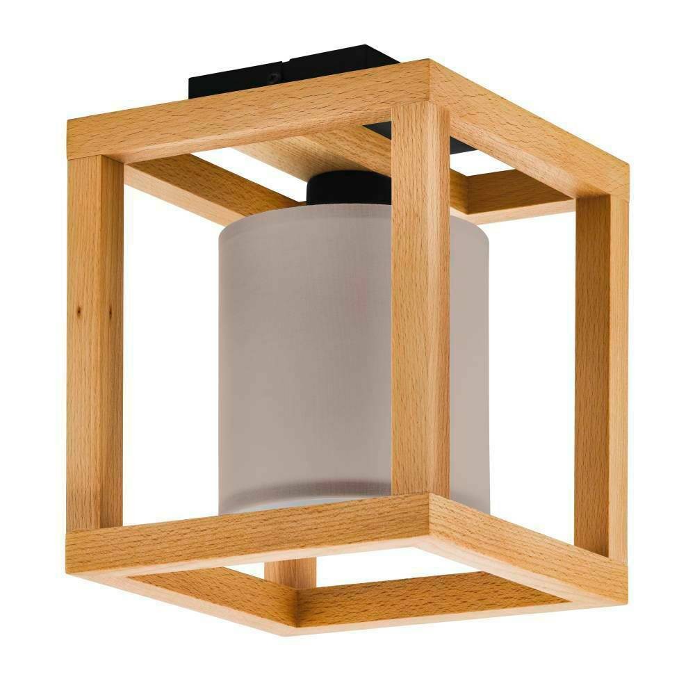 Eglo 390105 İç Mekan " Granados " Siyah, Kahverengi Renk Çelik, Ahşap Tavan Lambası Ip20 E27 Max: 1X25W En: 30 Cm