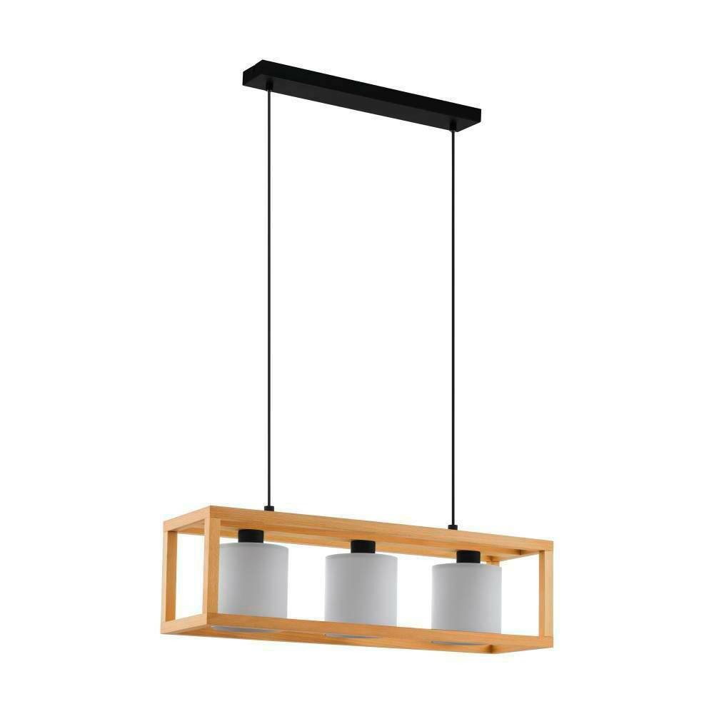 Eglo 390101 İç Mekan " Granados " Siyah, Kahverengi Renk Çelik, Ahşap Sarkıt Lamba Ip20 E27 Max: 3X25W En: 77 Cm