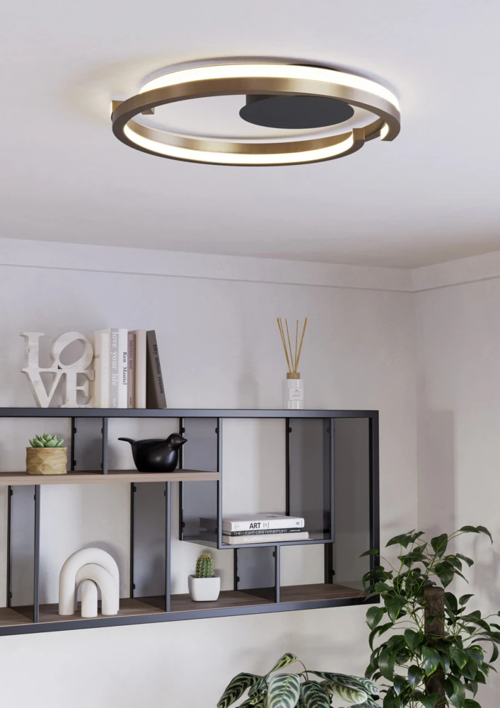 Eglo 901825 "MEZZOMONTE" 48 Cm Çapında Bronz Siyah Alüminyum Çelik Tavan Armatürü