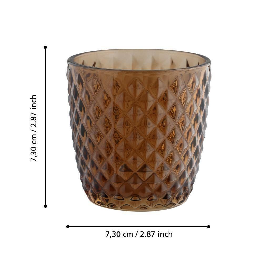 Eglo 422122 "BEZAMBY" 7,3 Cm Yüksekliğinde Kahverengi Cam Dekoratif Mumluk 4'Lü Set