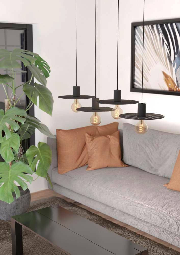 Eglo 43732 "IKESTON" 110 Cm Yüksekliğinde Çelik Siyah Sarkıt Avize